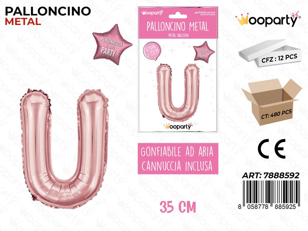 Palloncino Metal Oro Rosa 35CM Let. U