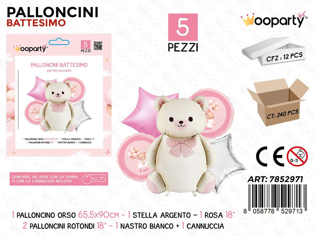 Wooparty Palloncini Benvenuto Girl 5PCS Ass.