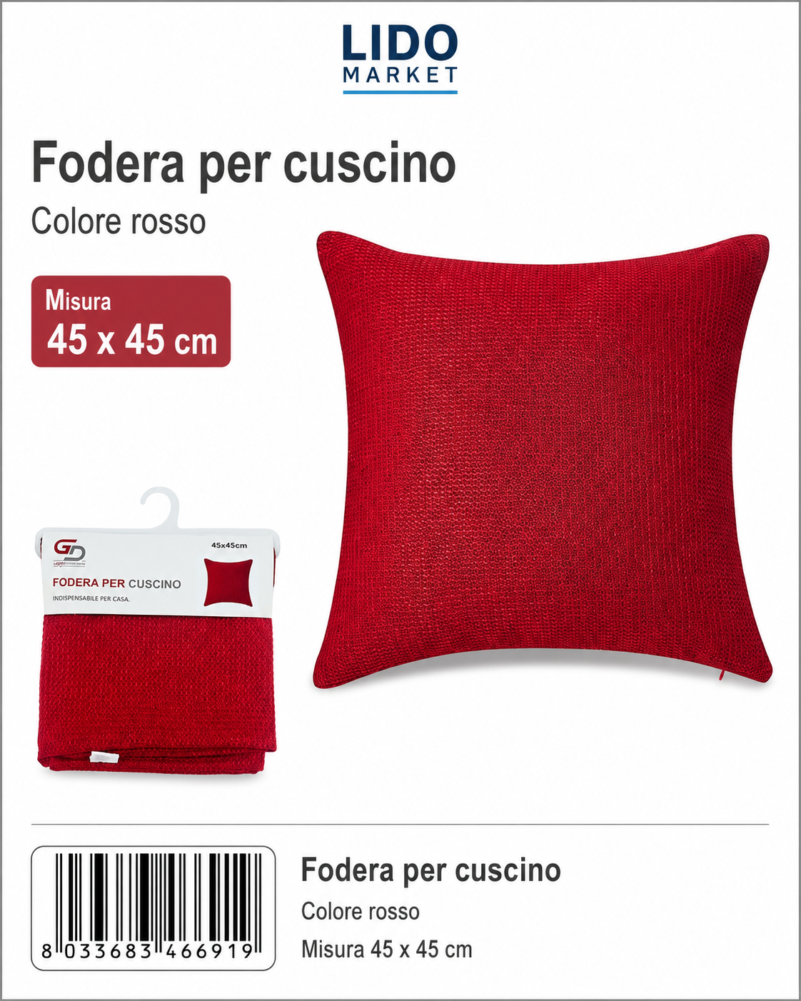 Federa Per Cuscino Animelle 45*45Cm
