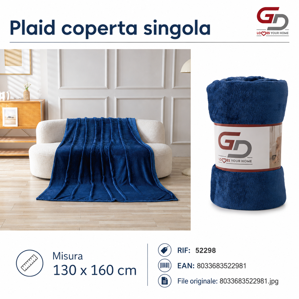 Plaid Coperta Singola 130*160Cm