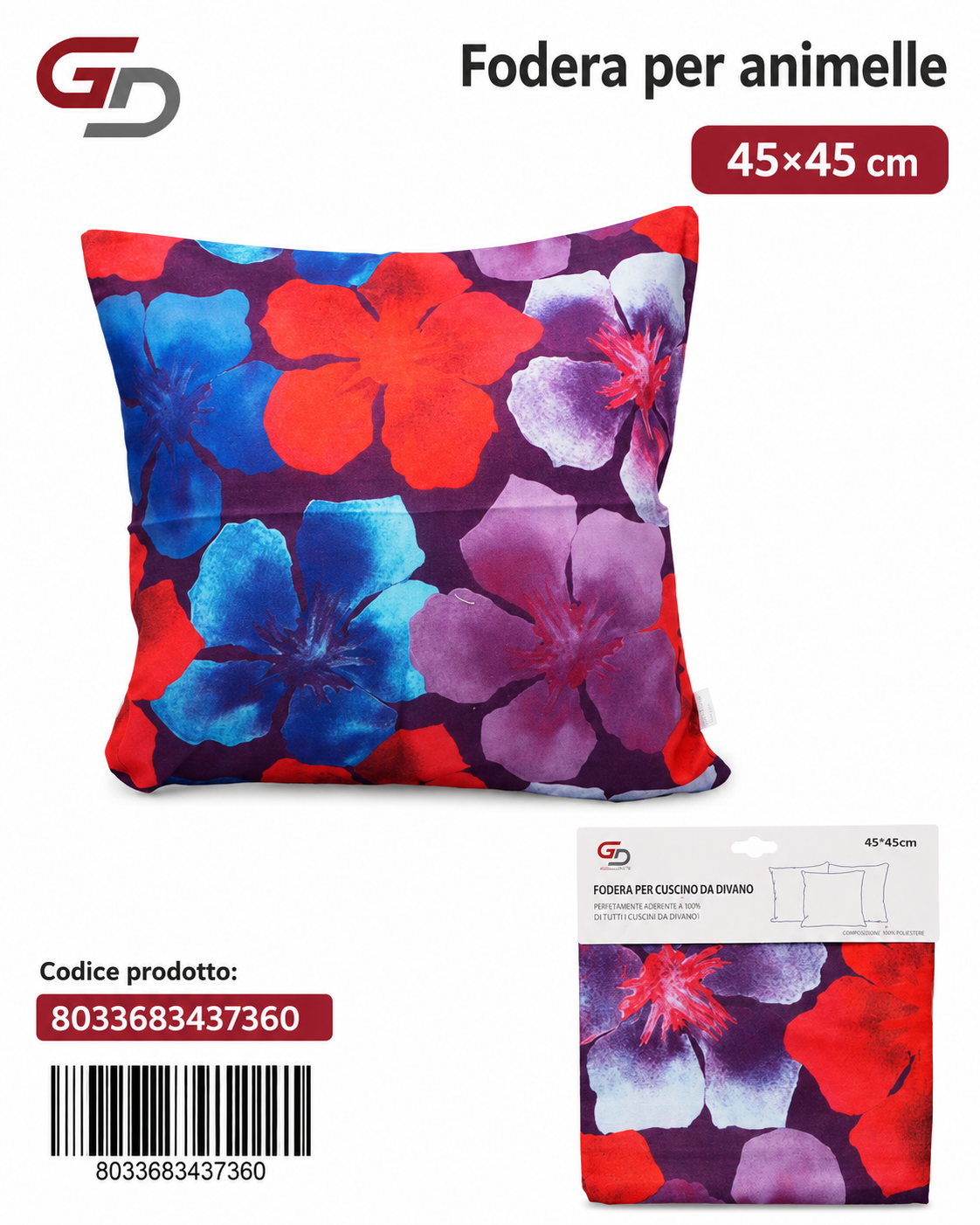 Federa Per Cuscino Animelle 45*45Cm