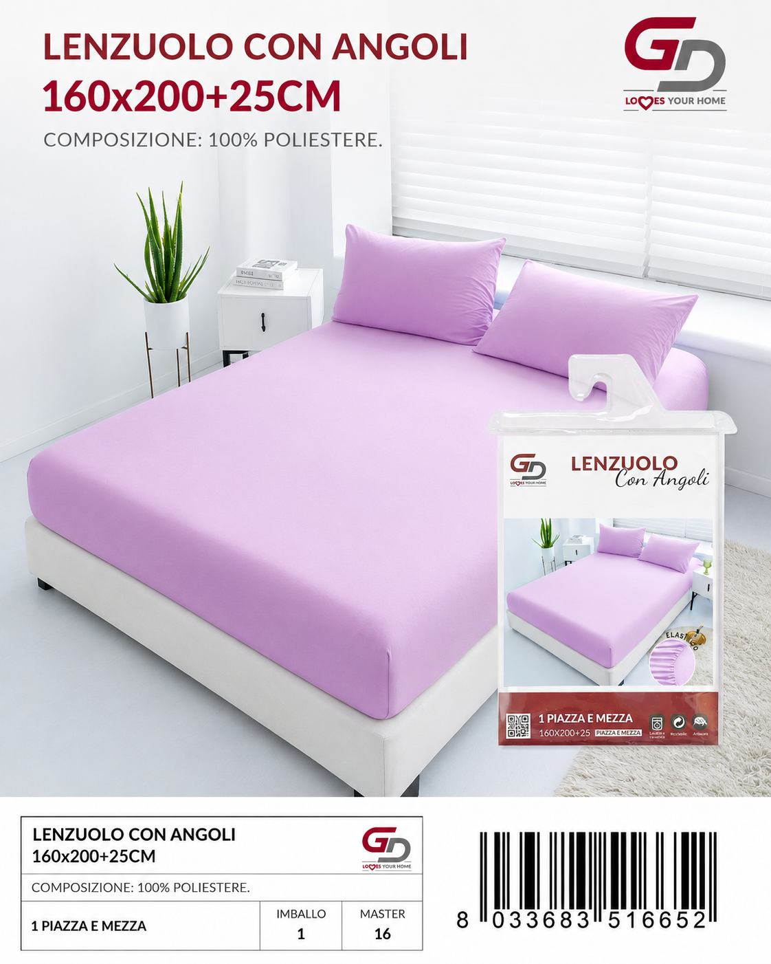 Lenzuolo Con Angoli Copripiumino+2 Federe Cuscino