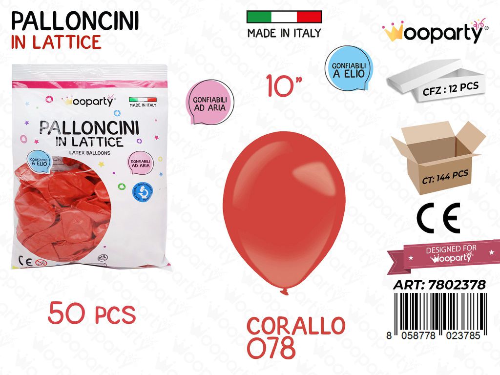 Wooparty Palloncini Lattice Corallo 10 50PCS
