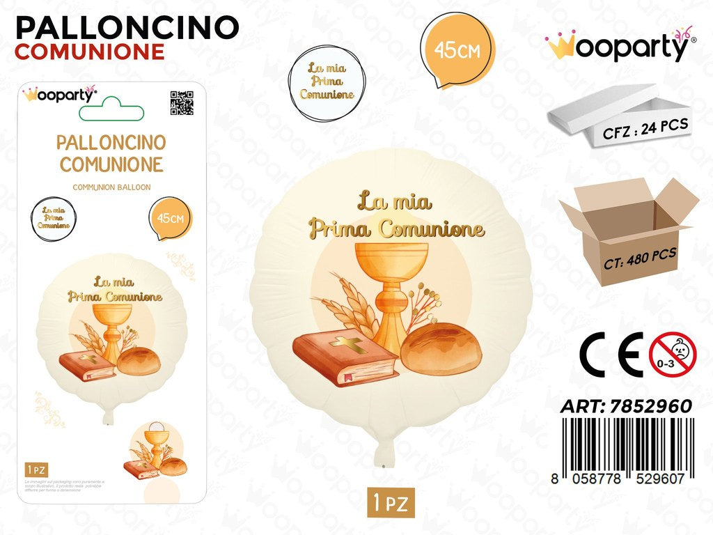 Wooparty Palloncino Prima Comunione 45CM