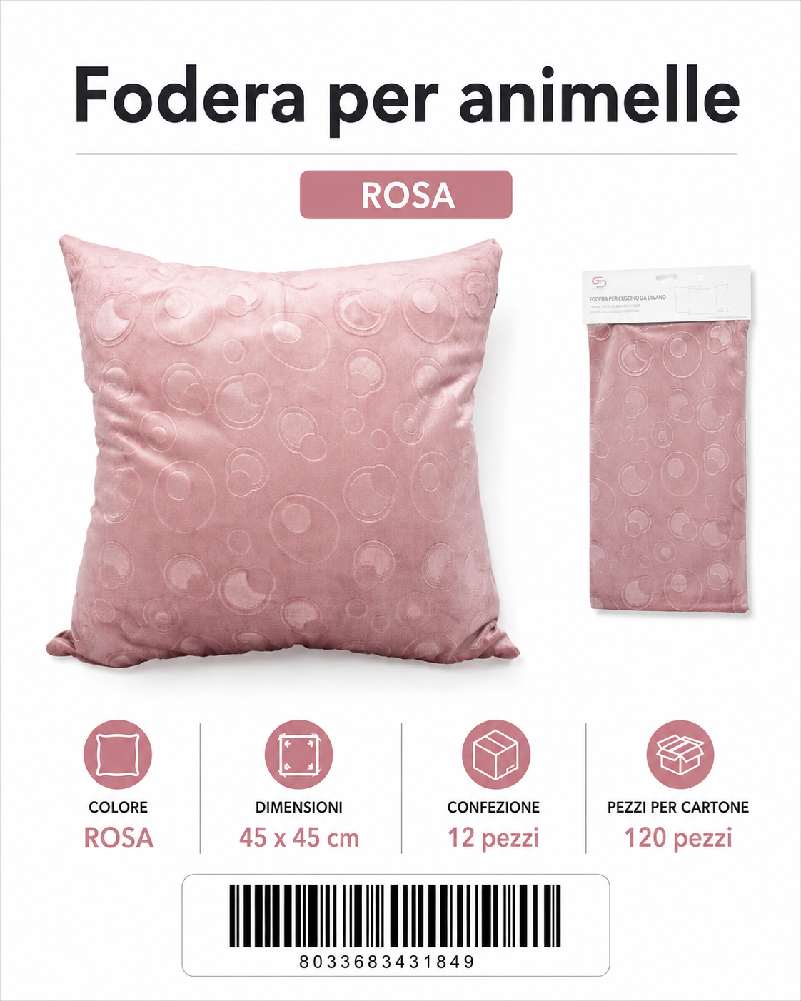 Federa Per Cuscino Animelle 45*45Cm