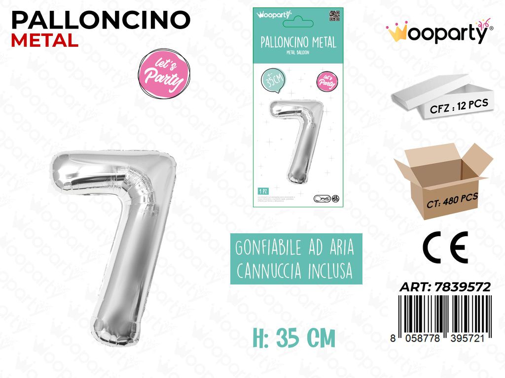 Palloncino Argento Metal 35CM N. 7
