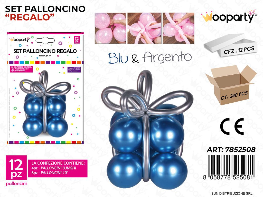 Set Palloncino Regalo BLU*ARG. 12PCS