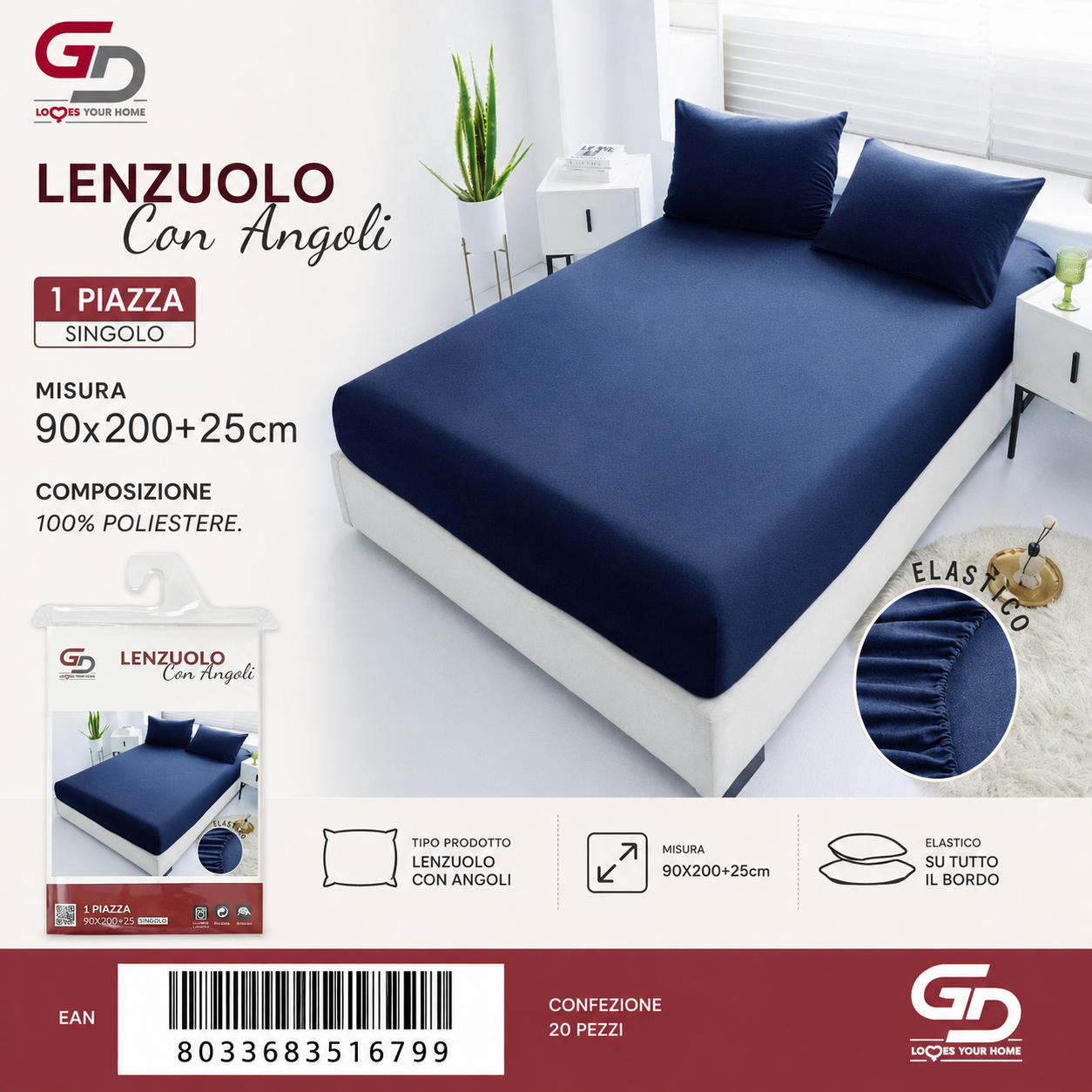 Lenzuolo Con Angoli Copripiumino+1 Federa Cuscino