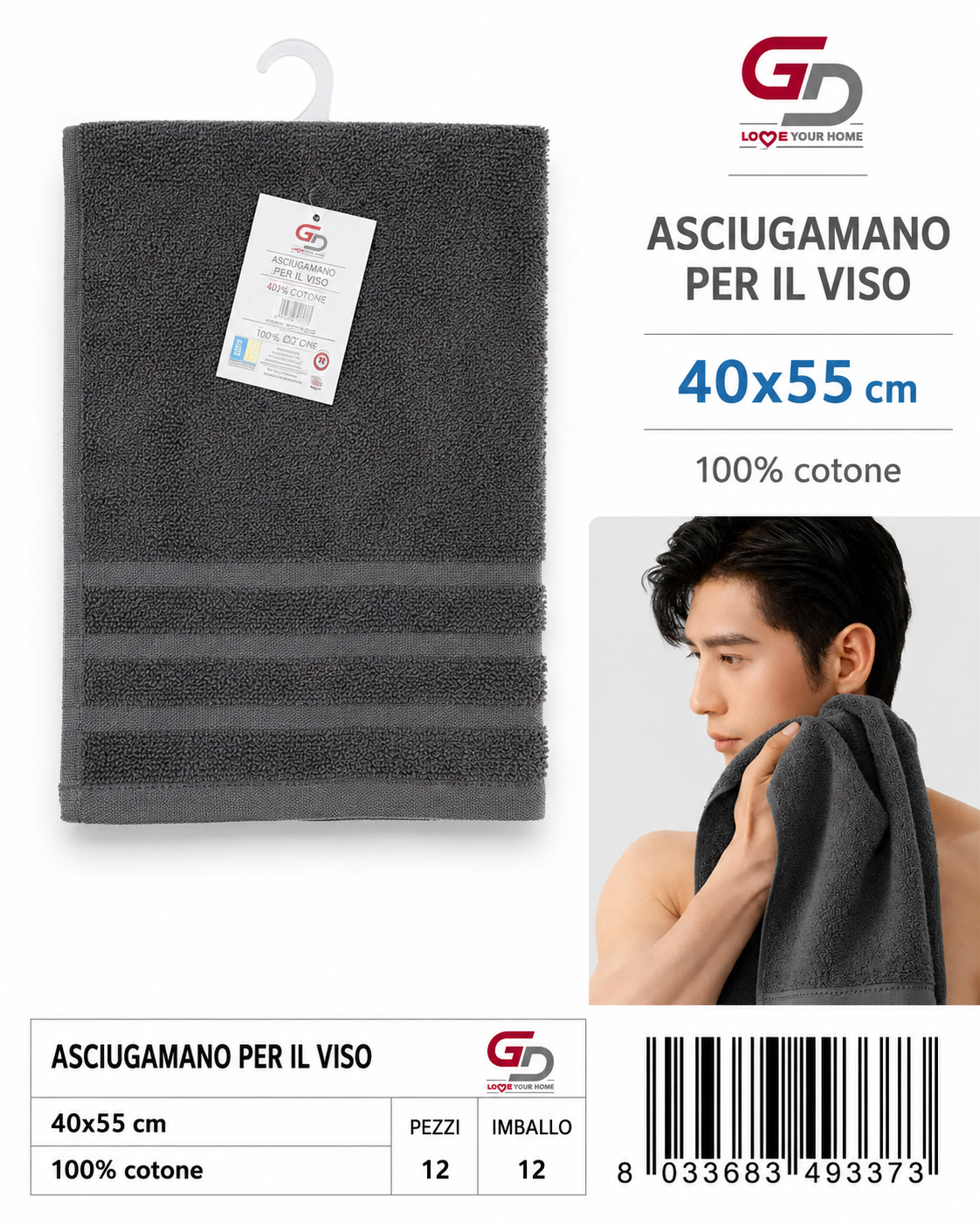 Guest Towels Smoke 40X55 16/S Ring 380