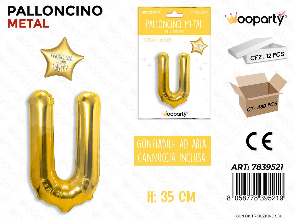Palloncino Oro Metal Let. U 35CM