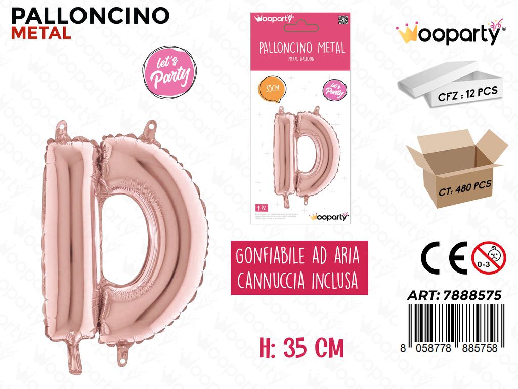 Palloncino Metal Oro Rosa 35CM Let. D