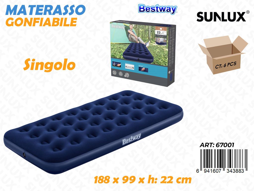 Letto Gonfiabile c/ Velluto Singolo 188*99*22CM