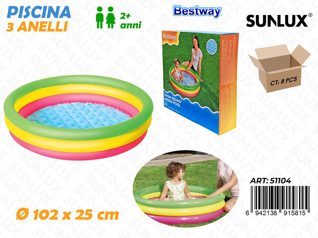 Piscina 3 Anelli Raimbow 102*25CM
