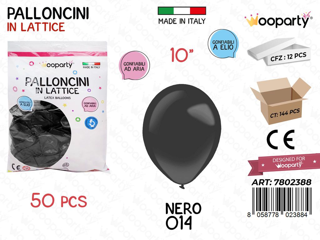 Wooparty Palloncini Lattice Nero 10 50PCS