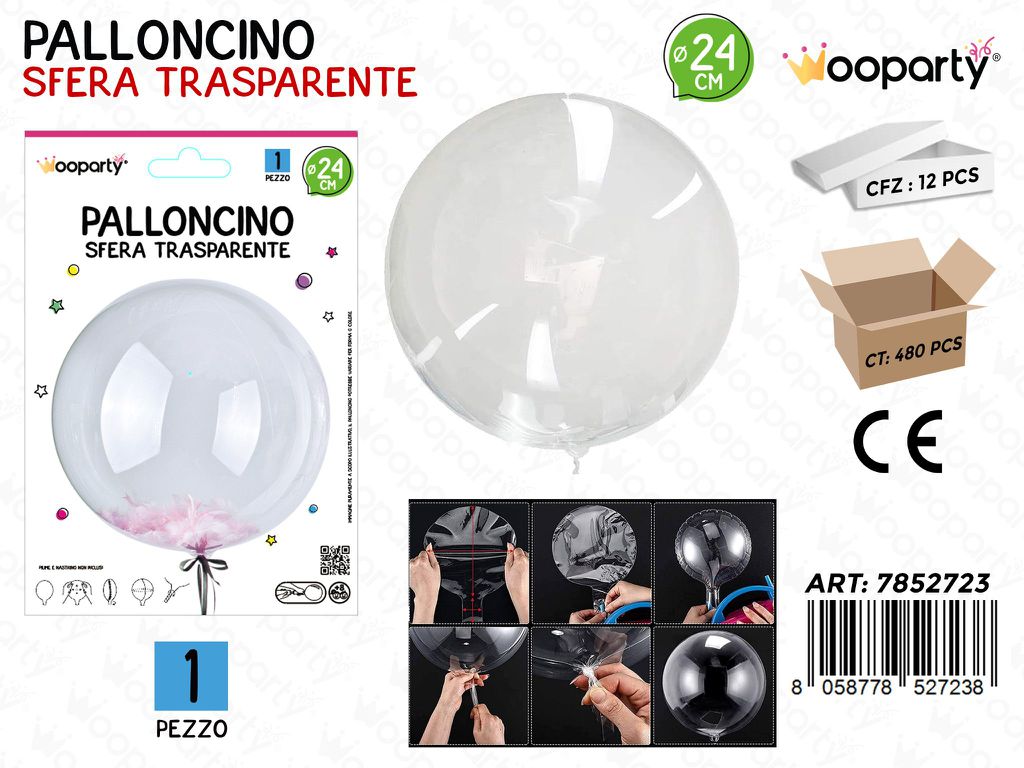 Wooparty Palloncino Sfera Trasp. Tpu D.24CM
