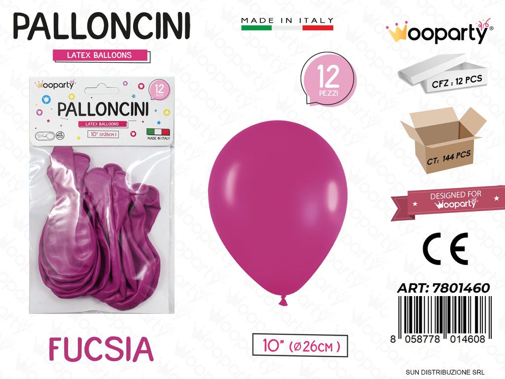 Palloncini Fucsia 10 D.26CM 12PCS