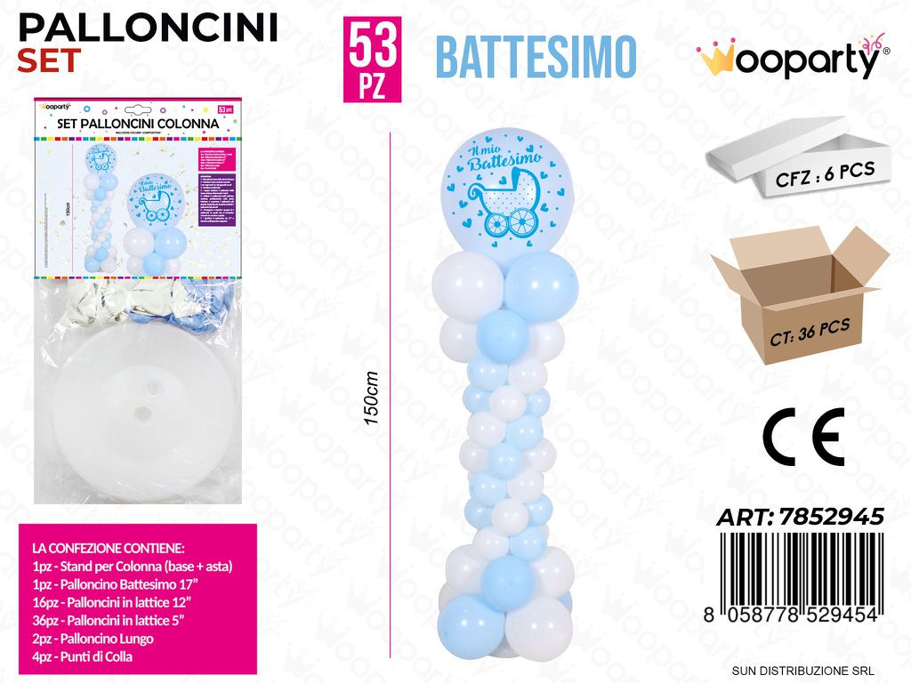 Set Palloncini Colonna Battesimo Boy 53PCS
