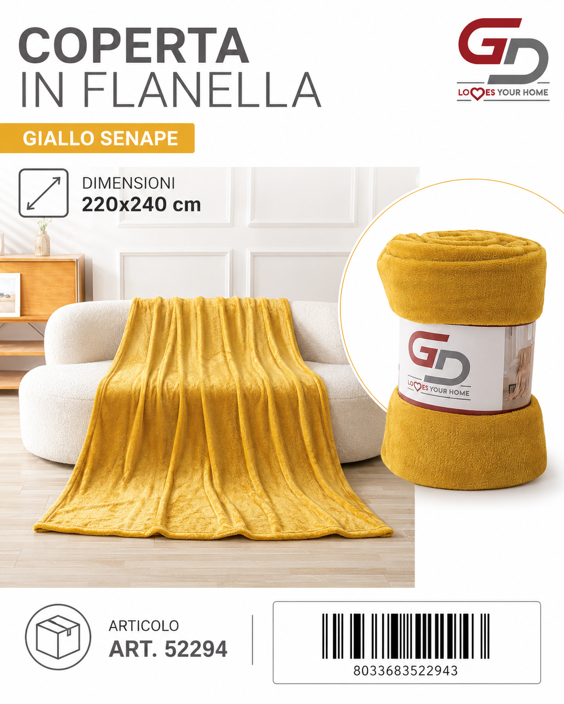 Plaid Coperta Singola 220*240Cm