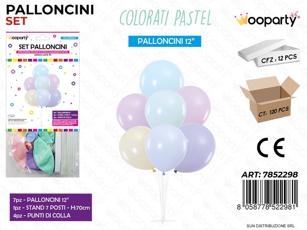 Set Pallon. c/ Stand Col. Pastel 7PCS Ass.