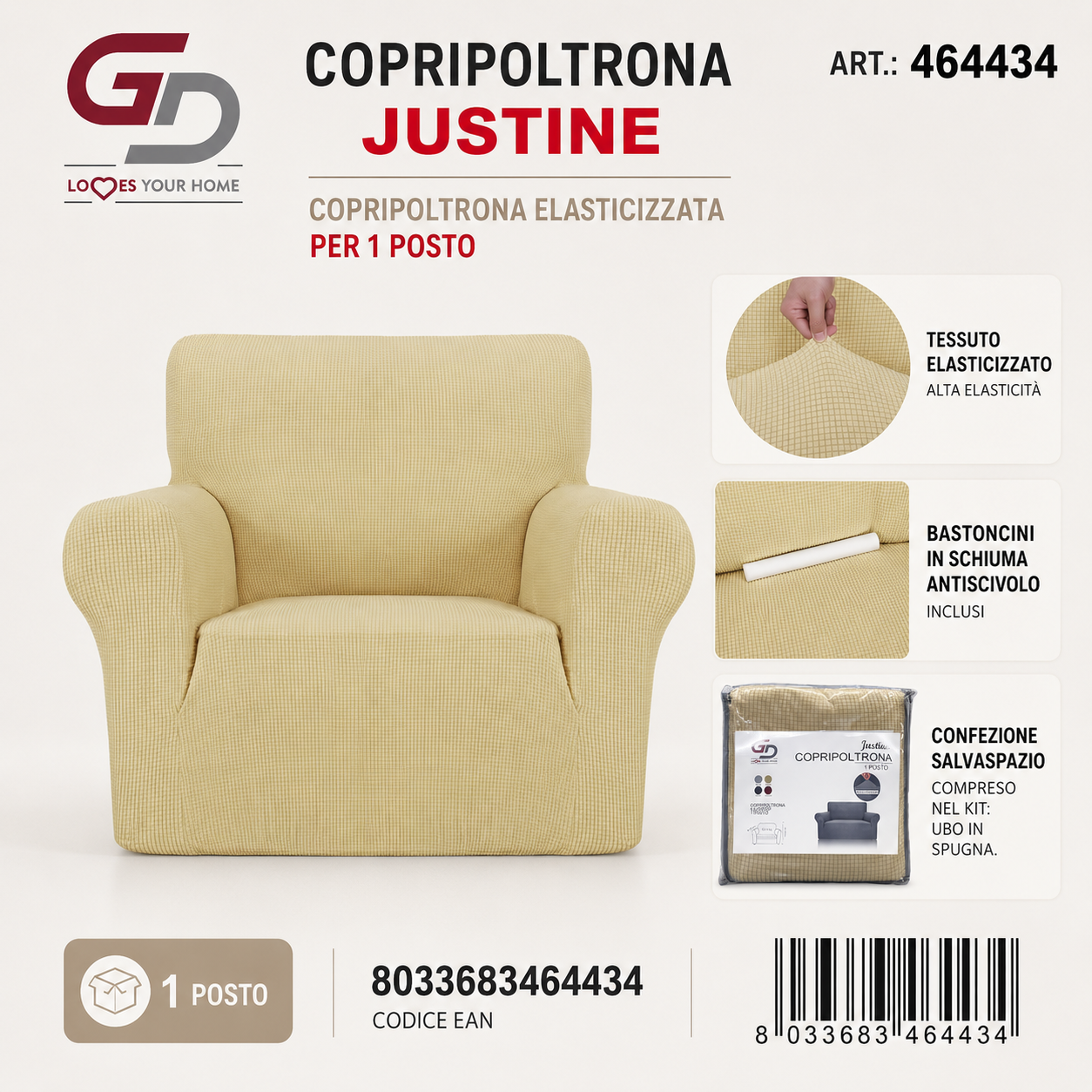Copripoltrona Justine 1 Posto
