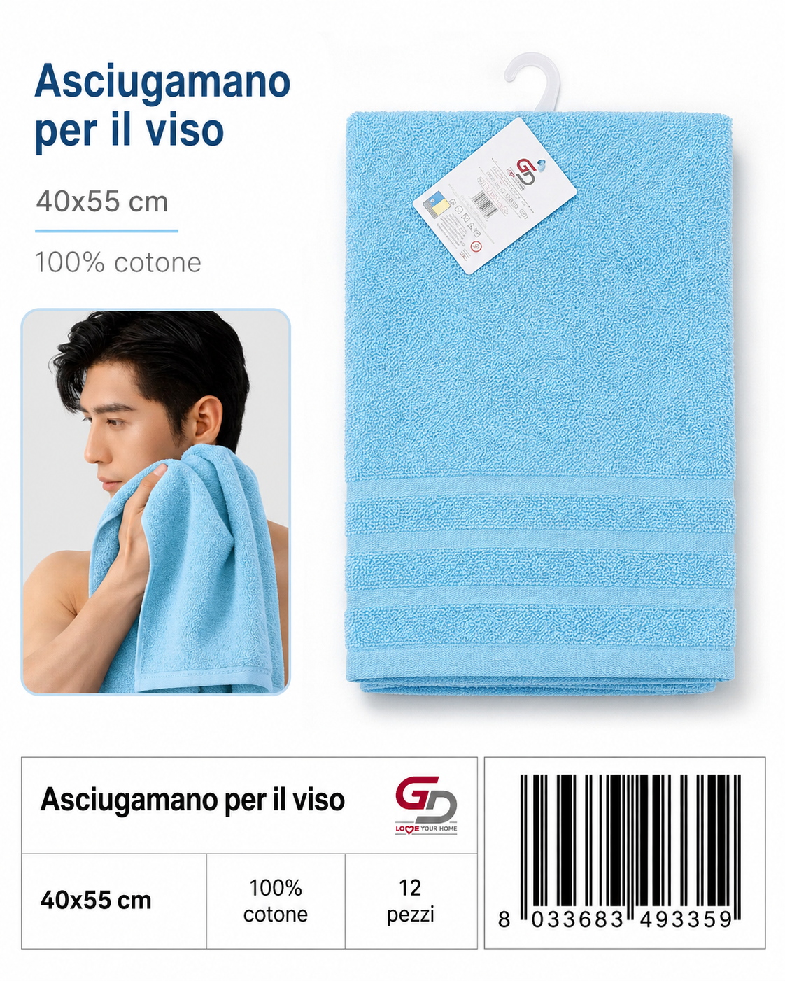 Guest Towels Turquoise 40X55 16/S Ring 380