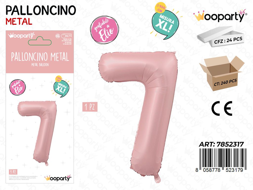 Wooparty Palloncino N.7 Ro. Opaco 100CM