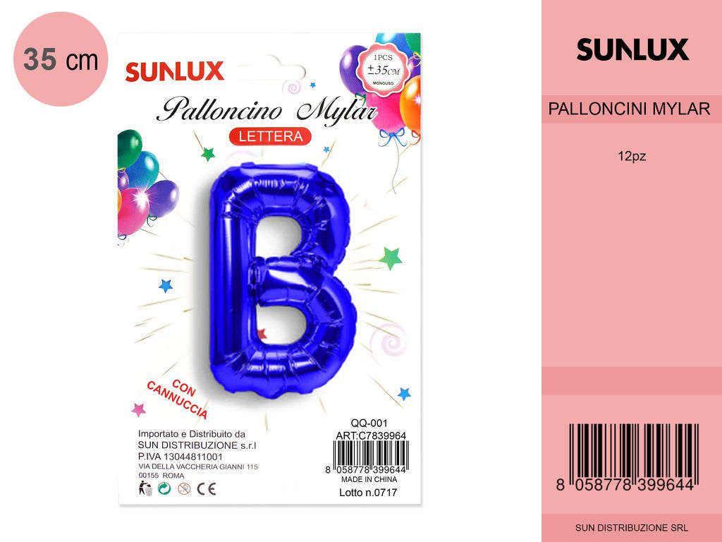 Palloncino Mylar Blu Lettera B