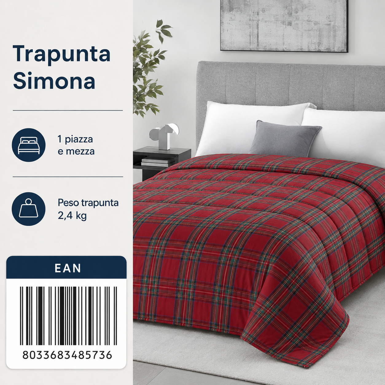 Trapunta Simona Bic 1P1/2 Peso Trapunta 2,4Kg