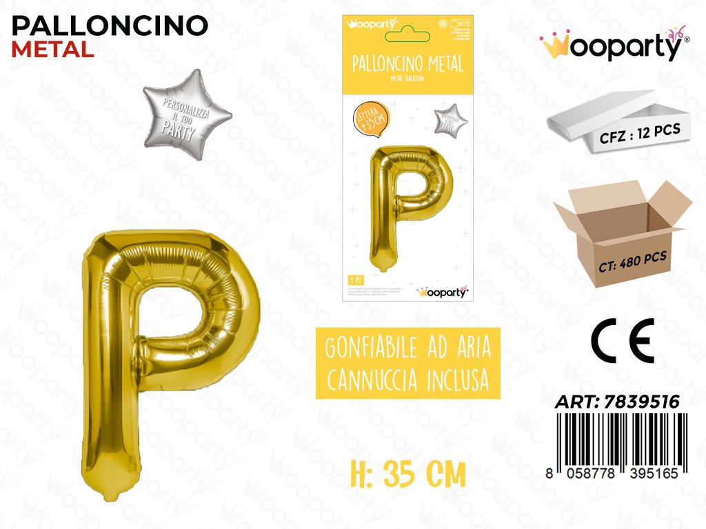 Palloncino Oro Metal Let. P 35CM