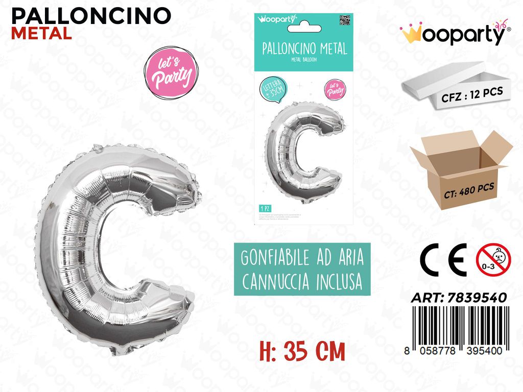 Palloncino Argento Metal 35CM L. c