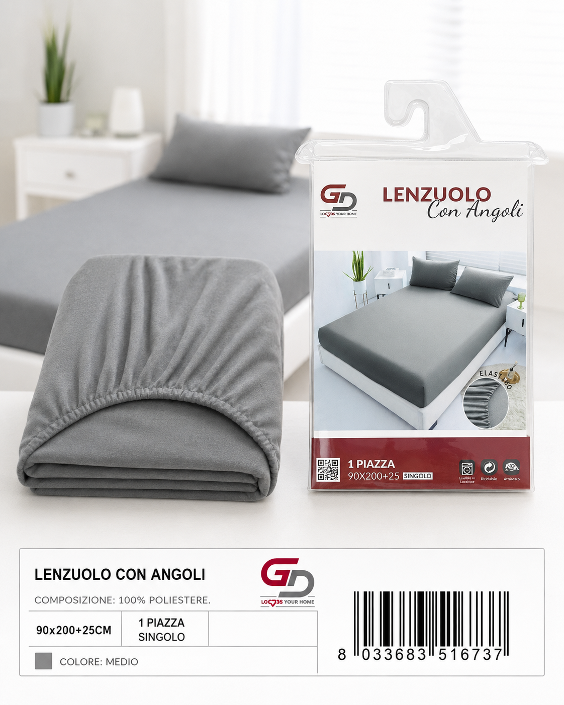 Lenzuolo Con Angoli Copripiumino+1 Federa Cuscino