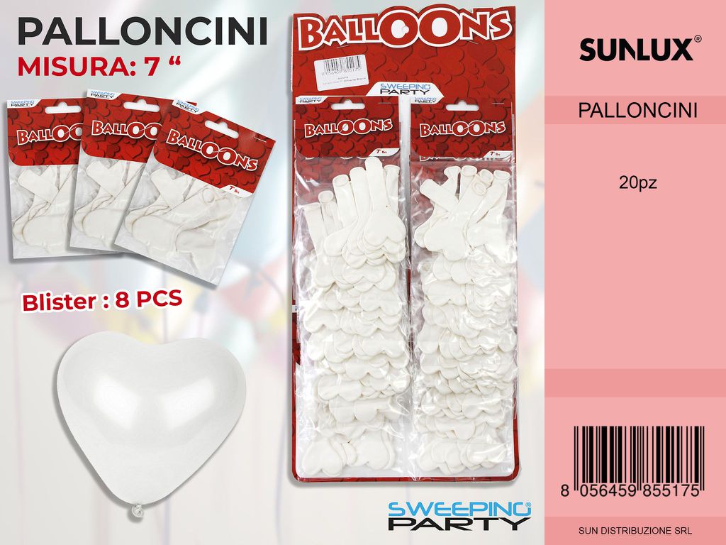 Palloncini Cuori Bianchi 7* 8PCS