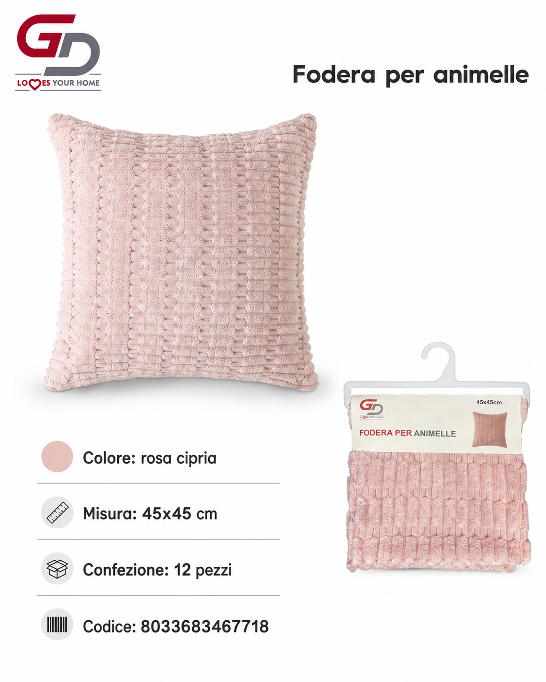 Federa Per Cuscino Animelle 45*45Cm