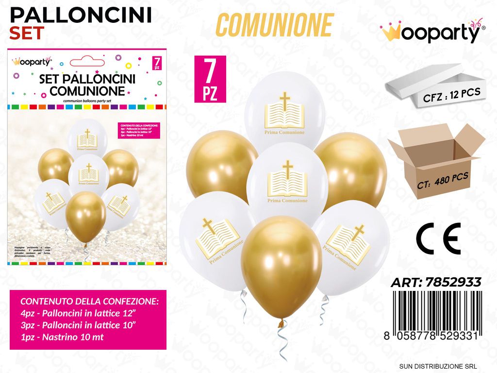 Set Palloncini Comunione 7PCS Ass. / Pz da 12
