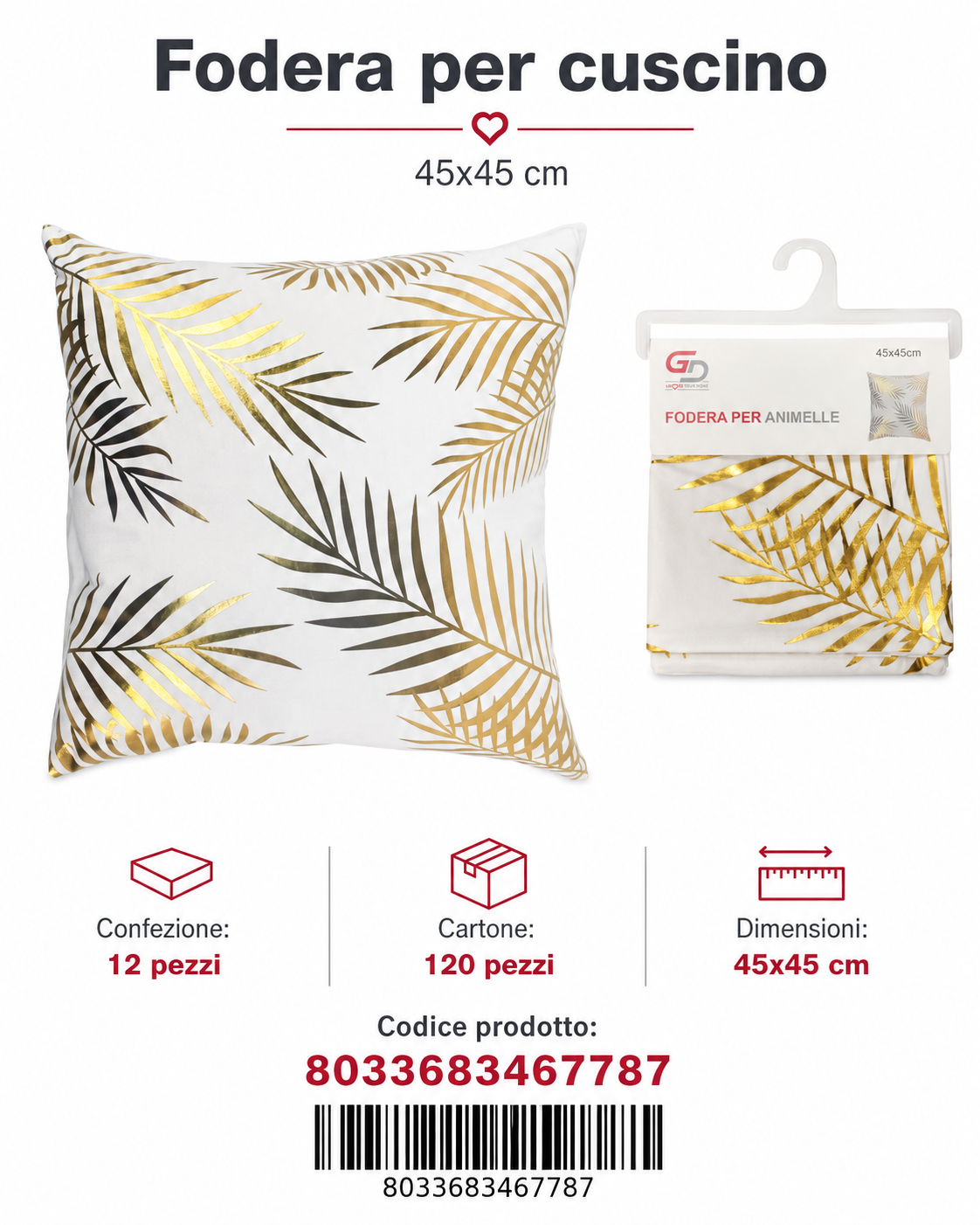Federa Per Cuscino Animelle 45*45Cm