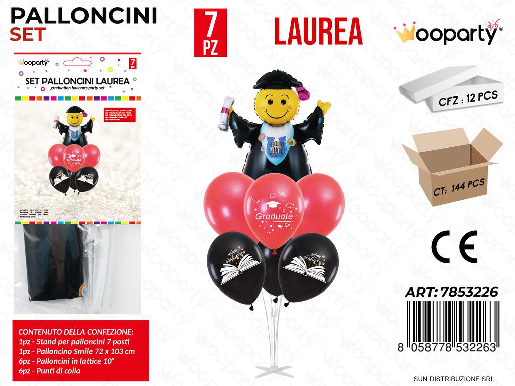 Set Palloncini c/ Stand Laurea 7PCS/ Pz da 12