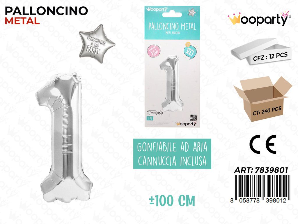 100CM Palloncino Mylar Arg Num. 1