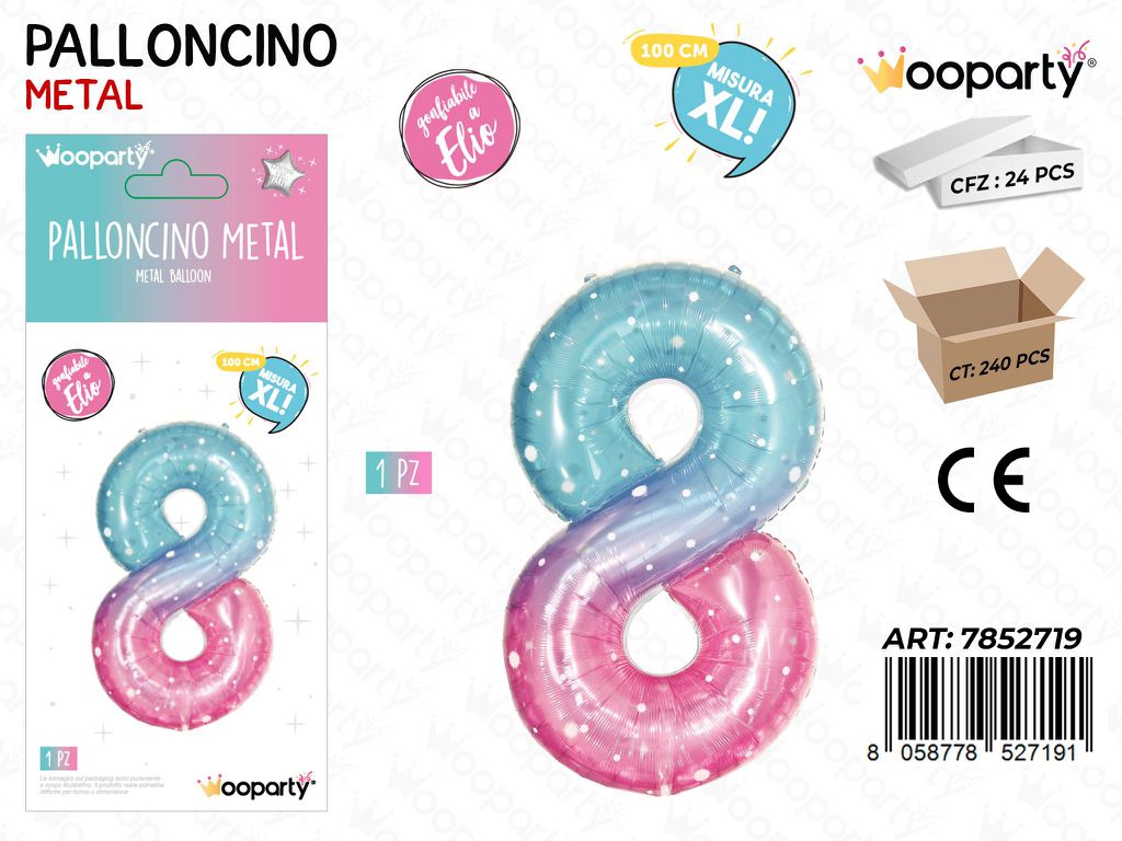 Wooparty Palloncino Metal Gradient N.8 100CM