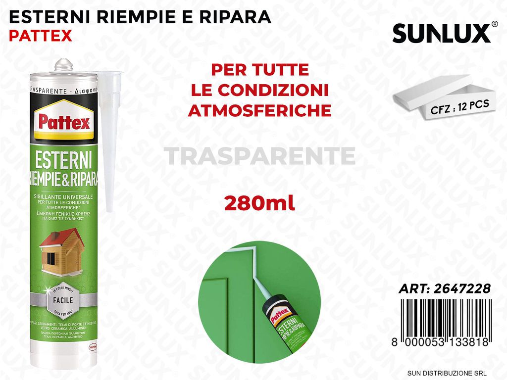 Pattex Esterni Riempie e Ripara Trasp. 280ML