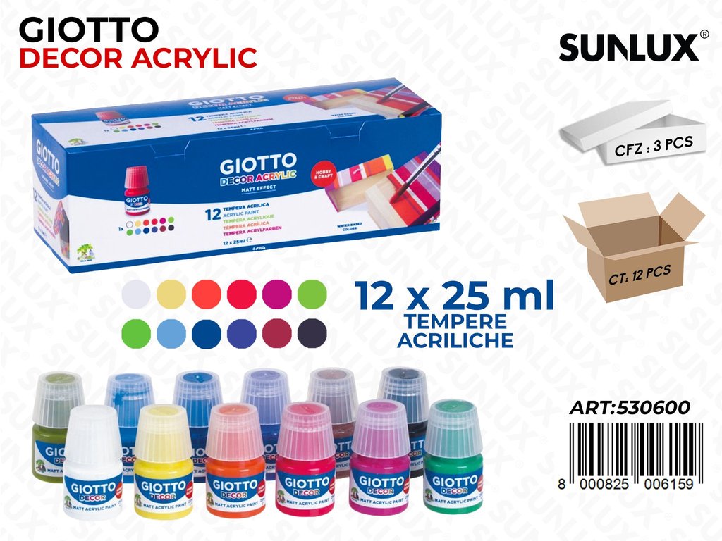 Giotto Decor Acrylic 12PCS 25ML