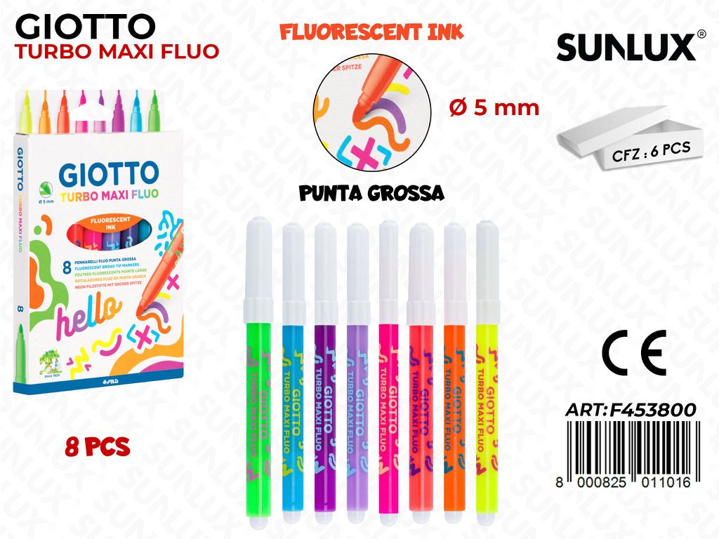 Pennarelli Turbo Maxi Fluo Ast. 8PCS