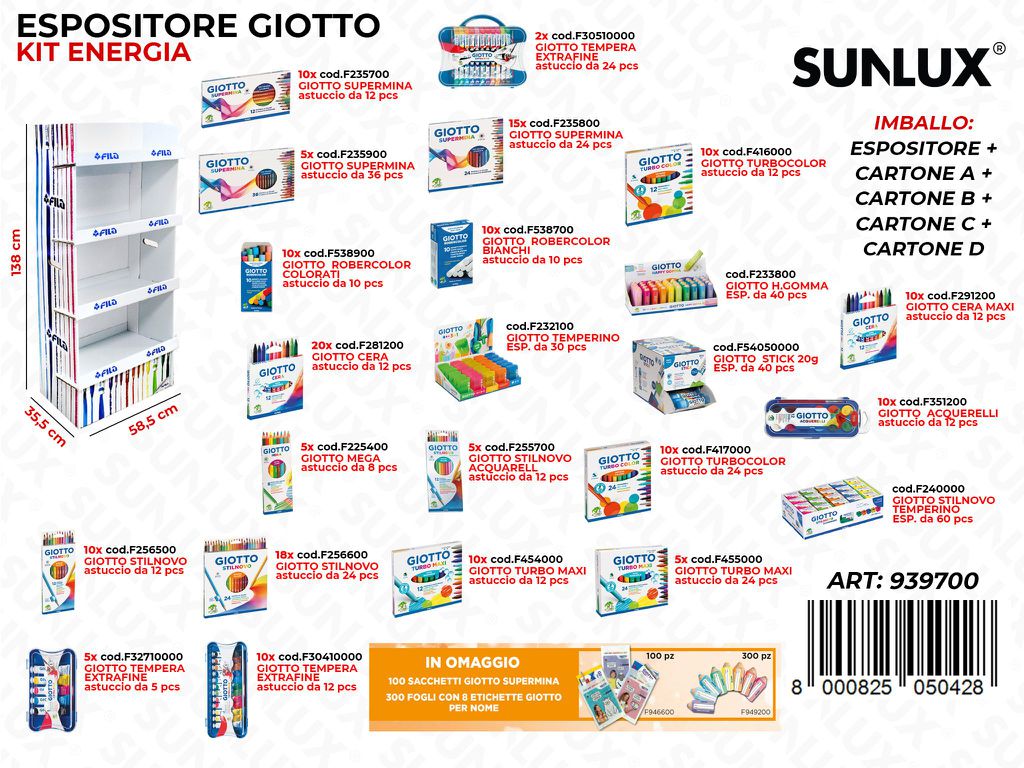 Esp. Giotto Kit Energia 291PCS Ass. 50*176*46CM