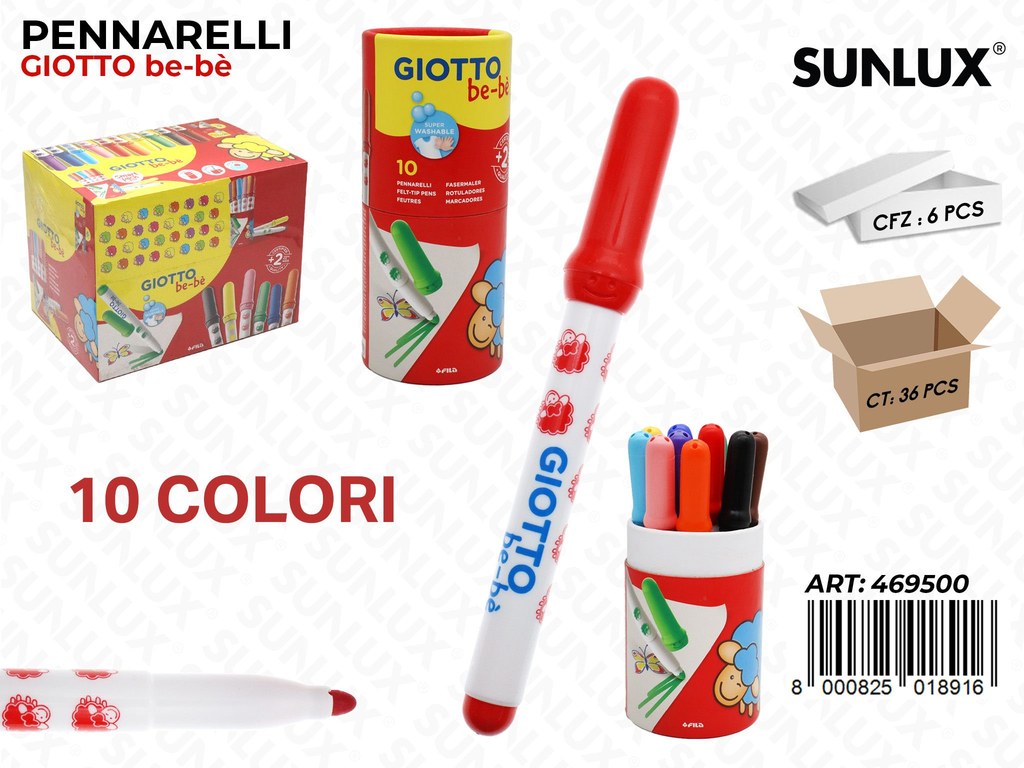 Barattolo Giotto Bebe 10 Pennarelli