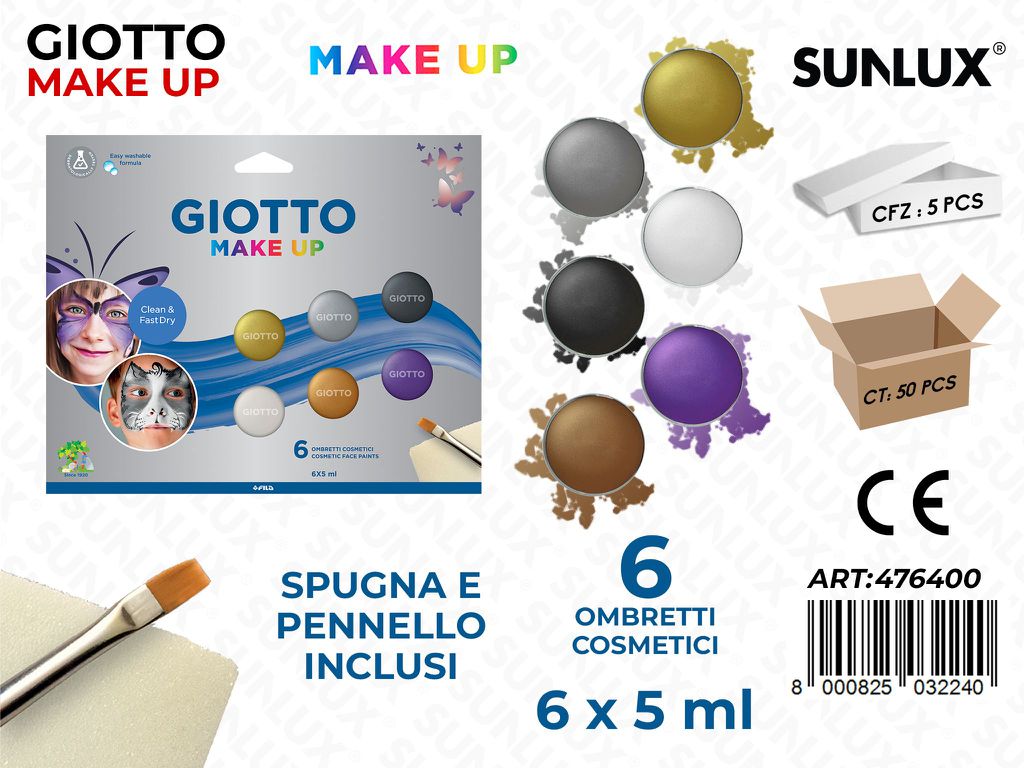 Giotto Make Up Ombretti Col. Metal 5ML 6PCS