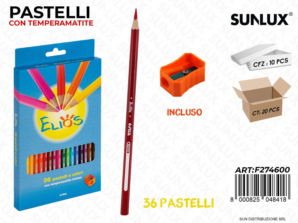 Ast. 36 Pastelli Elios c/ Temperamatite