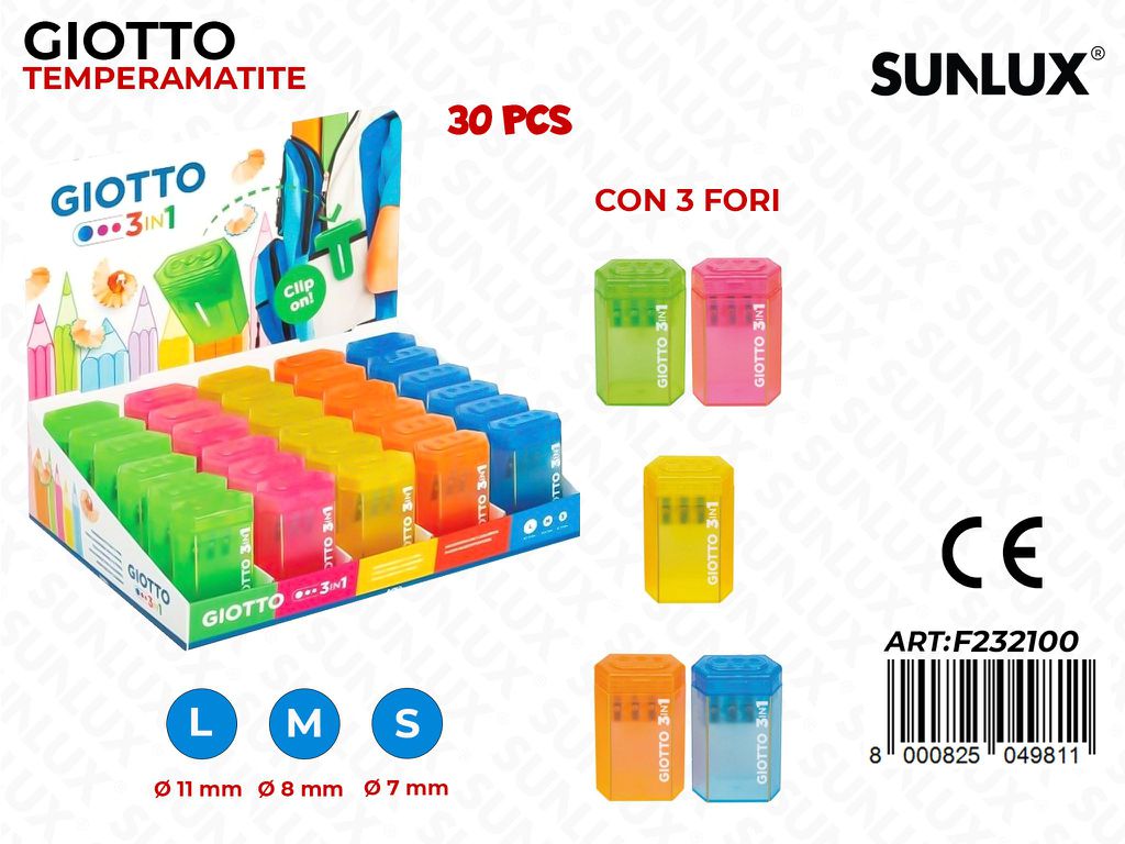 Esp. Giotto Temperamatite 3FORI Col. Ass.