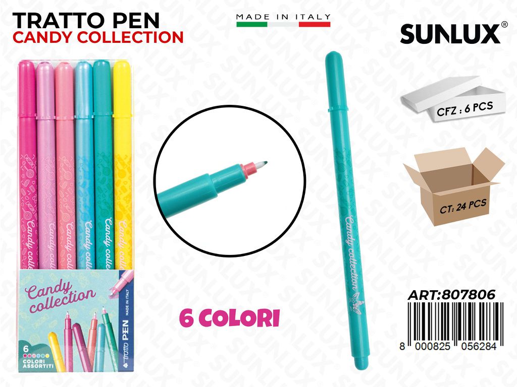 Astuccio 6COL. Tratto Pen Ass. Candy