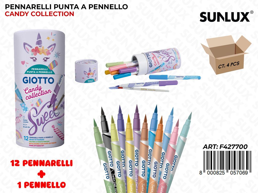 Tubo 12COL. Pennarelli Soft Candy Collection