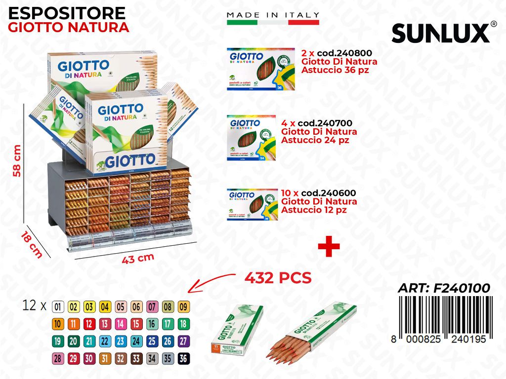Esp. Giotto di Natura 432PCS c/ 16ASTUCCI Ass.