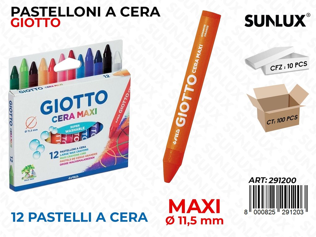 Ast. 12COL. Giotto Cera Maxi 11.5MM